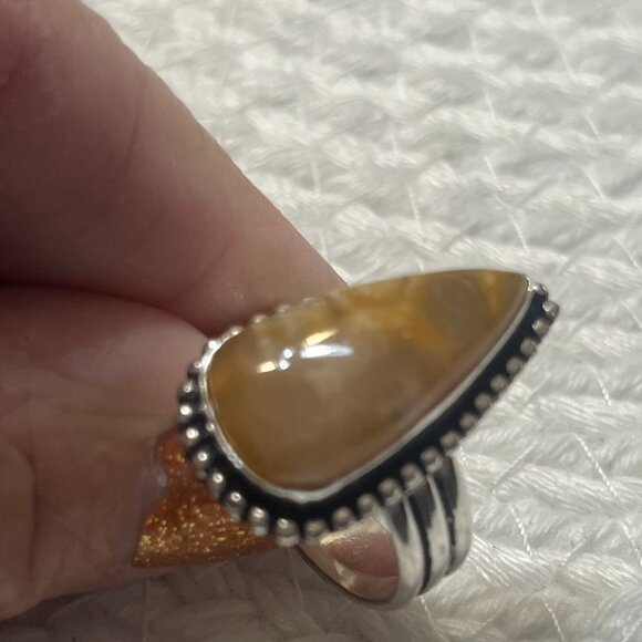 Natural FOSSIL CORAL Handmade Sterling 925 Ring Size 9 #719D - Picture 2 of 4